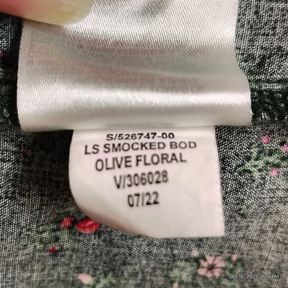 Old Navy Milkmaid Top XL Dark Foral Smocked Long Sleeve Peplum Peasant Boho Fall - Picture 7 of 7